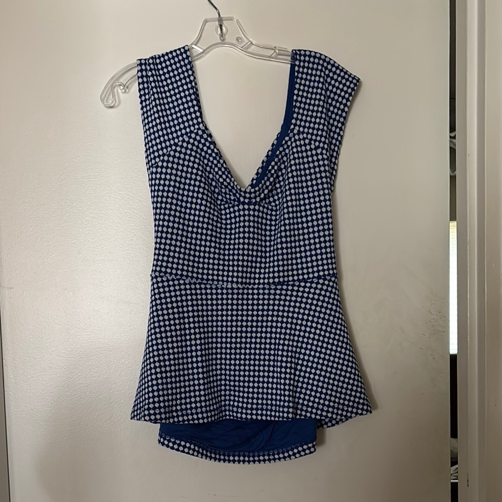Deletta Anthropologie Blue and White Sleeveless Top